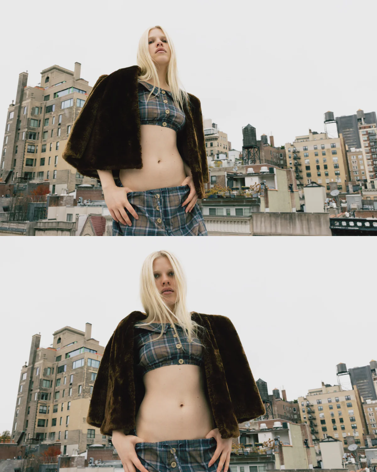 Plaid Cropped Blouse - Image 6